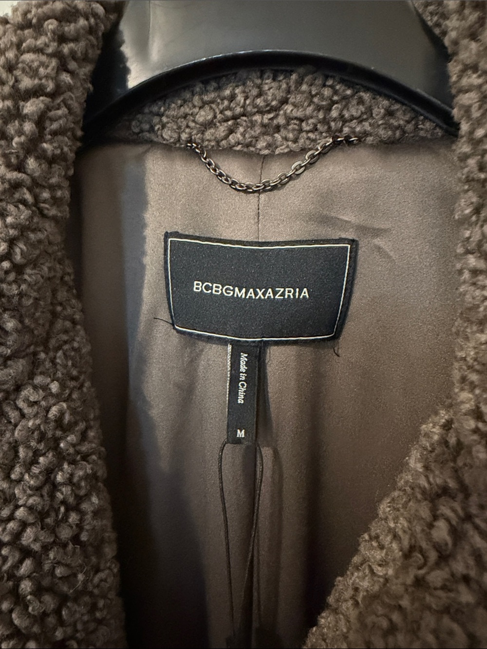 BCBGMaxAzria Taupe Teddy Long Coat with Notch Collar - Picture 4 of 12